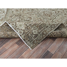 Load image into Gallery viewer, 7&#39;1&quot;x9&#39;8&quot; Beige, Vintage And Worn, Persian Heriz With Geometric Medallion Design, Shaved Down, Sides And Ends Professionally Secured, Clean, Hand Knotted, 100% Wool, Oriental Rug FWR7986
