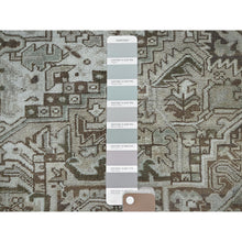Load image into Gallery viewer, 7&#39;1&quot;x9&#39;8&quot; Beige, Vintage And Worn, Persian Heriz With Geometric Medallion Design, Shaved Down, Sides And Ends Professionally Secured, Clean, Hand Knotted, 100% Wool, Oriental Rug FWR7986