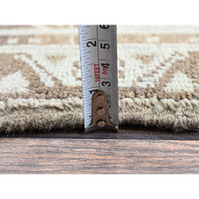 Load image into Gallery viewer, 7&#39;1&quot;x9&#39;8&quot; Beige, Vintage And Worn, Persian Heriz With Geometric Medallion Design, Shaved Down, Sides And Ends Professionally Secured, Clean, Hand Knotted, 100% Wool, Oriental Rug FWR7986