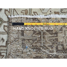 Load image into Gallery viewer, 7&#39;1&quot;x9&#39;8&quot; Beige, Vintage And Worn, Persian Heriz With Geometric Medallion Design, Shaved Down, Sides And Ends Professionally Secured, Clean, Hand Knotted, 100% Wool, Oriental Rug FWR7986
