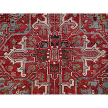 Load image into Gallery viewer, 8&#39;3&quot;x10&#39;8&quot; Crimson Red, Vintage Persian Heriz With Geometric Medallion Design, 100% Wool, Hand Knotted, Worn And Distressed, Cropped Thin, Clean, Sides And Ends Professionally Secured, Oriental Rug FWR8004