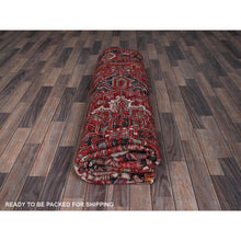 Load image into Gallery viewer, 8&#39;3&quot;x10&#39;8&quot; Crimson Red, Vintage Persian Heriz With Geometric Medallion Design, 100% Wool, Hand Knotted, Worn And Distressed, Cropped Thin, Clean, Sides And Ends Professionally Secured, Oriental Rug FWR8004
