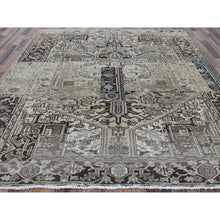 Load image into Gallery viewer, 8&#39;x9&#39;4&quot; Pastel Gray, Vintage Persian Heriz With Distinct Abrash, Unique Patches, Stone Washed, Worn And Distressed, Sheared Low, Sides And Ends Professionally Secured, 100% Wool, Hand Knotted, Squarish, Oriental Rug FWR8016