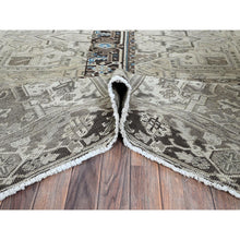 Load image into Gallery viewer, 8&#39;x9&#39;4&quot; Pastel Gray, Vintage Persian Heriz With Distinct Abrash, Unique Patches, Stone Washed, Worn And Distressed, Sheared Low, Sides And Ends Professionally Secured, 100% Wool, Hand Knotted, Squarish, Oriental Rug FWR8016