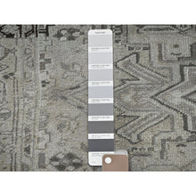 Load image into Gallery viewer, 8&#39;x9&#39;4&quot; Pastel Gray, Vintage Persian Heriz With Distinct Abrash, Unique Patches, Stone Washed, Worn And Distressed, Sheared Low, Sides And Ends Professionally Secured, 100% Wool, Hand Knotted, Squarish, Oriental Rug FWR8016