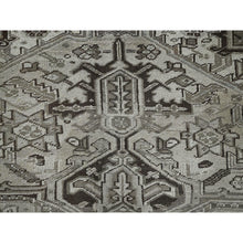 Load image into Gallery viewer, 8&#39;x9&#39;4&quot; Pastel Gray, Vintage Persian Heriz With Distinct Abrash, Unique Patches, Stone Washed, Worn And Distressed, Sheared Low, Sides And Ends Professionally Secured, 100% Wool, Hand Knotted, Squarish, Oriental Rug FWR8016