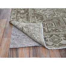 Load image into Gallery viewer, 7&#39;6&quot;x10&#39;4&quot; Pastel Gray, Vintage Persian Heriz With Geometric Medallion Design, Stone Washed, Unique Patches, Abrash, 100% Wool, Hand Knotted, Even Wear, Cropped Thin, Sides And Ends Professionally Secured, Oriental Rug FWR8022