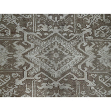 Load image into Gallery viewer, 7&#39;6&quot;x10&#39;4&quot; Pastel Gray, Vintage Persian Heriz With Geometric Medallion Design, Stone Washed, Unique Patches, Abrash, 100% Wool, Hand Knotted, Even Wear, Cropped Thin, Sides And Ends Professionally Secured, Oriental Rug FWR8022