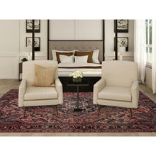 Load image into Gallery viewer, 8&#39;8&quot;x11&#39; Blush Red, Vintage Persian Heriz with Some Wear, Sheared Low, Sides and Ends Professionally Secured, Clean, Hand Knotted, 100% Wool, Oriental Rug FWR8034