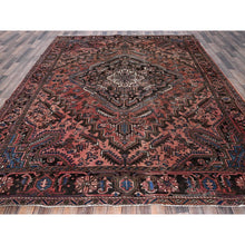 Load image into Gallery viewer, 8&#39;8&quot;x11&#39; Blush Red, Vintage Persian Heriz with Some Wear, Sheared Low, Sides and Ends Professionally Secured, Clean, Hand Knotted, 100% Wool, Oriental Rug FWR8034
