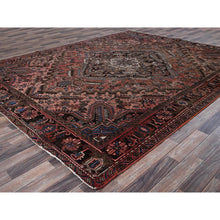 Load image into Gallery viewer, 8&#39;8&quot;x11&#39; Blush Red, Vintage Persian Heriz with Some Wear, Sheared Low, Sides and Ends Professionally Secured, Clean, Hand Knotted, 100% Wool, Oriental Rug FWR8034