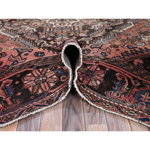 Load image into Gallery viewer, 8&#39;8&quot;x11&#39; Blush Red, Vintage Persian Heriz with Some Wear, Sheared Low, Sides and Ends Professionally Secured, Clean, Hand Knotted, 100% Wool, Oriental Rug FWR8034
