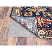 Load image into Gallery viewer, 2&#39;8&quot;x11&#39;9&quot; Gibraltar Blue, Hand Knotted Denser Weave All Over Geometric Patterns Afghan Super Kazak With Natural Dyes All Wool Oriental Runner Rug FWR798