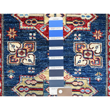 Load image into Gallery viewer, 2&#39;8&quot;x11&#39;9&quot; Gibraltar Blue, Hand Knotted Denser Weave All Over Geometric Patterns Afghan Super Kazak With Natural Dyes All Wool Oriental Runner Rug FWR798