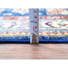Load image into Gallery viewer, 2&#39;8&quot;x11&#39;9&quot; Gibraltar Blue, Hand Knotted Denser Weave All Over Geometric Patterns Afghan Super Kazak With Natural Dyes All Wool Oriental Runner Rug FWR798