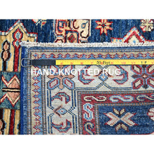 Load image into Gallery viewer, 2&#39;8&quot;x11&#39;9&quot; Gibraltar Blue, Hand Knotted Denser Weave All Over Geometric Patterns Afghan Super Kazak With Natural Dyes All Wool Oriental Runner Rug FWR798