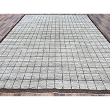 Load image into Gallery viewer, 9&#39;6&quot;x11&#39;8&quot; Daisy White, Moroccan Weave With Box Design, Textured Pile, Tone On Tone, Undyed Natural Wool, Hand Knotted, Oriental Rug FWR8040