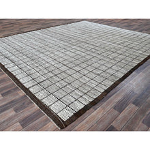 Load image into Gallery viewer, 9&#39;6&quot;x11&#39;8&quot; Daisy White, Moroccan Weave With Box Design, Textured Pile, Tone On Tone, Undyed Natural Wool, Hand Knotted, Oriental Rug FWR8040