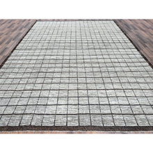 Load image into Gallery viewer, 10&#39;5&quot;x13&#39;8&quot; Vista White, Moroccan Weave With Box Design, Tone On Tone, Textured Pile, Undyed Natural Wool, Hand Knotted, Oriental Rug FWR8046