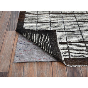 10'5"x13'8" Vista White, Moroccan Weave With Box Design, Tone On Tone, Textured Pile, Undyed Natural Wool, Hand Knotted, Oriental Rug FWR8046