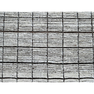 10'5"x13'8" Vista White, Moroccan Weave With Box Design, Tone On Tone, Textured Pile, Undyed Natural Wool, Hand Knotted, Oriental Rug FWR8046