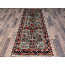 Load image into Gallery viewer, 2&#39;8&quot;x7&#39;5&quot; Mirage Gray, Armenian Inspired Caucasian Design With Bird Figurines, Hand Knotted, Super Fine Wool, 200 Kpsi, Denser Weave, Vegetable Dyes, Runner, Oriental Rug FWR8052