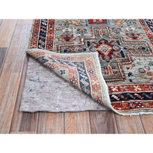 Load image into Gallery viewer, 2&#39;8&quot;x7&#39;5&quot; Mirage Gray, Armenian Inspired Caucasian Design With Bird Figurines, Hand Knotted, Super Fine Wool, 200 Kpsi, Denser Weave, Vegetable Dyes, Runner, Oriental Rug FWR8052