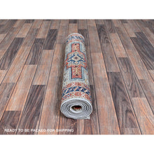 Load image into Gallery viewer, 2&#39;8&quot;x7&#39;5&quot; Mirage Gray, Armenian Inspired Caucasian Design With Bird Figurines, Hand Knotted, Super Fine Wool, 200 Kpsi, Denser Weave, Vegetable Dyes, Runner, Oriental Rug FWR8052