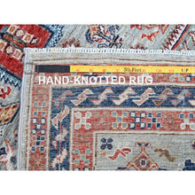 Load image into Gallery viewer, 2&#39;8&quot;x7&#39;5&quot; Mirage Gray, Armenian Inspired Caucasian Design With Bird Figurines, Hand Knotted, Super Fine Wool, 200 Kpsi, Denser Weave, Vegetable Dyes, Runner, Oriental Rug FWR8052