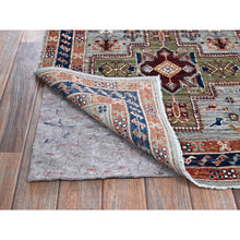 Load image into Gallery viewer, 2&#39;8&quot;x9&#39;8&quot; Quiet Gray, Armenian Inspired Caucasian Design With Bird Figurines, Super Fine Wool, 200 Kpsi, Hand Knotted, Denser Weave, Vegetable Dyes, Runner, Oriental Rug FWR8064