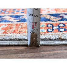 Load image into Gallery viewer, 2&#39;8&quot;x9&#39;8&quot; Quiet Gray, Armenian Inspired Caucasian Design With Bird Figurines, Super Fine Wool, 200 Kpsi, Hand Knotted, Denser Weave, Vegetable Dyes, Runner, Oriental Rug FWR8064