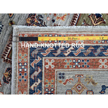 Load image into Gallery viewer, 2&#39;8&quot;x9&#39;8&quot; Quiet Gray, Armenian Inspired Caucasian Design With Bird Figurines, Super Fine Wool, 200 Kpsi, Hand Knotted, Denser Weave, Vegetable Dyes, Runner, Oriental Rug FWR8064