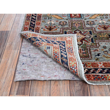 Load image into Gallery viewer, 2&#39;7&quot;x8&#39; Misty Gray, Armenian Inspired Caucasian Design With Bird Figurines, Super Fine Wool, 200 Kpsi, Hand Knotted, Vegetable Dyes, Denser Weave, Runner, Oriental Rug FWR8070