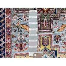 Load image into Gallery viewer, 2&#39;7&quot;x8&#39; Misty Gray, Armenian Inspired Caucasian Design With Bird Figurines, Super Fine Wool, 200 Kpsi, Hand Knotted, Vegetable Dyes, Denser Weave, Runner, Oriental Rug FWR8070