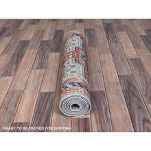 Load image into Gallery viewer, 2&#39;7&quot;x8&#39; Misty Gray, Armenian Inspired Caucasian Design With Bird Figurines, Super Fine Wool, 200 Kpsi, Hand Knotted, Vegetable Dyes, Denser Weave, Runner, Oriental Rug FWR8070
