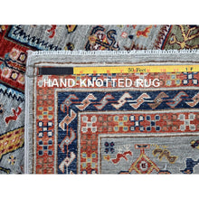 Load image into Gallery viewer, 2&#39;7&quot;x8&#39; Misty Gray, Armenian Inspired Caucasian Design With Bird Figurines, Super Fine Wool, 200 Kpsi, Hand Knotted, Vegetable Dyes, Denser Weave, Runner, Oriental Rug FWR8070