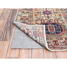 Load image into Gallery viewer, 2&#39;9&quot;x11&#39;7&quot; Sage Gray, Soft And Shiny Wool, Hand Knotted, Densely Woven Geometric Patterns, Natural Dyes Afghan Super Kazak Vibrant Medallions Runner Oriental Rug Sh135 FWR810