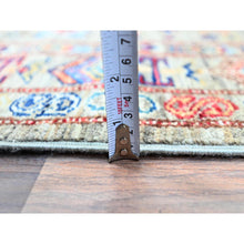 Load image into Gallery viewer, 2&#39;9&quot;x11&#39;7&quot; Sage Gray, Soft And Shiny Wool, Hand Knotted, Densely Woven Geometric Patterns, Natural Dyes Afghan Super Kazak Vibrant Medallions Runner Oriental Rug Sh135 FWR810