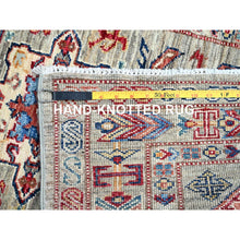 Load image into Gallery viewer, 2&#39;9&quot;x11&#39;7&quot; Sage Gray, Soft And Shiny Wool, Hand Knotted, Densely Woven Geometric Patterns, Natural Dyes Afghan Super Kazak Vibrant Medallions Runner Oriental Rug Sh135 FWR810
