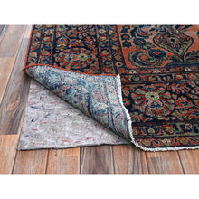 Load image into Gallery viewer, 8&#39;8&quot;x11&#39;6&quot; Salmon Red, Antique Persian Sarouk, Washed And Shaved Low, Sides And Ends Professionally Secured, Shabby Chic, Distressed, Zero Pile, Hand Knotted, Pure Wool, Oriental Rug FWR8202