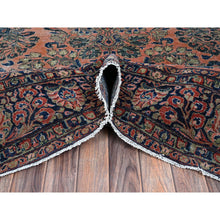 Load image into Gallery viewer, 8&#39;8&quot;x11&#39;6&quot; Salmon Red, Antique Persian Sarouk, Washed And Shaved Low, Sides And Ends Professionally Secured, Shabby Chic, Distressed, Zero Pile, Hand Knotted, Pure Wool, Oriental Rug FWR8202