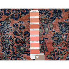 Load image into Gallery viewer, 8&#39;8&quot;x11&#39;6&quot; Salmon Red, Antique Persian Sarouk, Washed And Shaved Low, Sides And Ends Professionally Secured, Shabby Chic, Distressed, Zero Pile, Hand Knotted, Pure Wool, Oriental Rug FWR8202