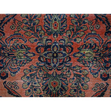 Load image into Gallery viewer, 8&#39;8&quot;x11&#39;6&quot; Salmon Red, Antique Persian Sarouk, Washed And Shaved Low, Sides And Ends Professionally Secured, Shabby Chic, Distressed, Zero Pile, Hand Knotted, Pure Wool, Oriental Rug FWR8202