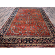 Load image into Gallery viewer, 8&#39;7&quot;x12&#39;3&quot; Copper Red, Antique Persian Sarouk, Full Pile And Soft, Shabby Chic, Sides And Ends Professionally Secured, Hand Knotted, 100% Wool, Oriental Rug FWR8208