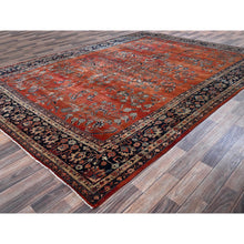 Load image into Gallery viewer, 8&#39;7&quot;x12&#39;3&quot; Copper Red, Antique Persian Sarouk, Full Pile And Soft, Shabby Chic, Sides And Ends Professionally Secured, Hand Knotted, 100% Wool, Oriental Rug FWR8208