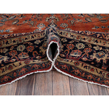 Load image into Gallery viewer, 8&#39;7&quot;x12&#39;3&quot; Copper Red, Antique Persian Sarouk, Full Pile And Soft, Shabby Chic, Sides And Ends Professionally Secured, Hand Knotted, 100% Wool, Oriental Rug FWR8208