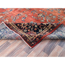 Load image into Gallery viewer, 8&#39;7&quot;x12&#39;3&quot; Copper Red, Antique Persian Sarouk, Full Pile And Soft, Shabby Chic, Sides And Ends Professionally Secured, Hand Knotted, 100% Wool, Oriental Rug FWR8208