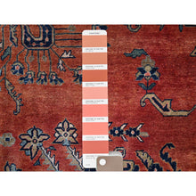 Load image into Gallery viewer, 8&#39;7&quot;x12&#39;3&quot; Copper Red, Antique Persian Sarouk, Full Pile And Soft, Shabby Chic, Sides And Ends Professionally Secured, Hand Knotted, 100% Wool, Oriental Rug FWR8208