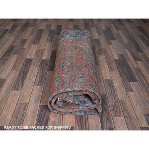 8'7"x12'3" Copper Red, Antique Persian Sarouk, Full Pile And Soft, Shabby Chic, Sides And Ends Professionally Secured, Hand Knotted, 100% Wool, Oriental Rug FWR8208