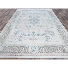 Load image into Gallery viewer, 9&#39;x11&#39;9&quot; Daisy White, Washed Out, Aubusson Design, Pak Persian, 300 Kpsi, 100% Wool, Hand Knotted, Oriental Rug FWR8220
